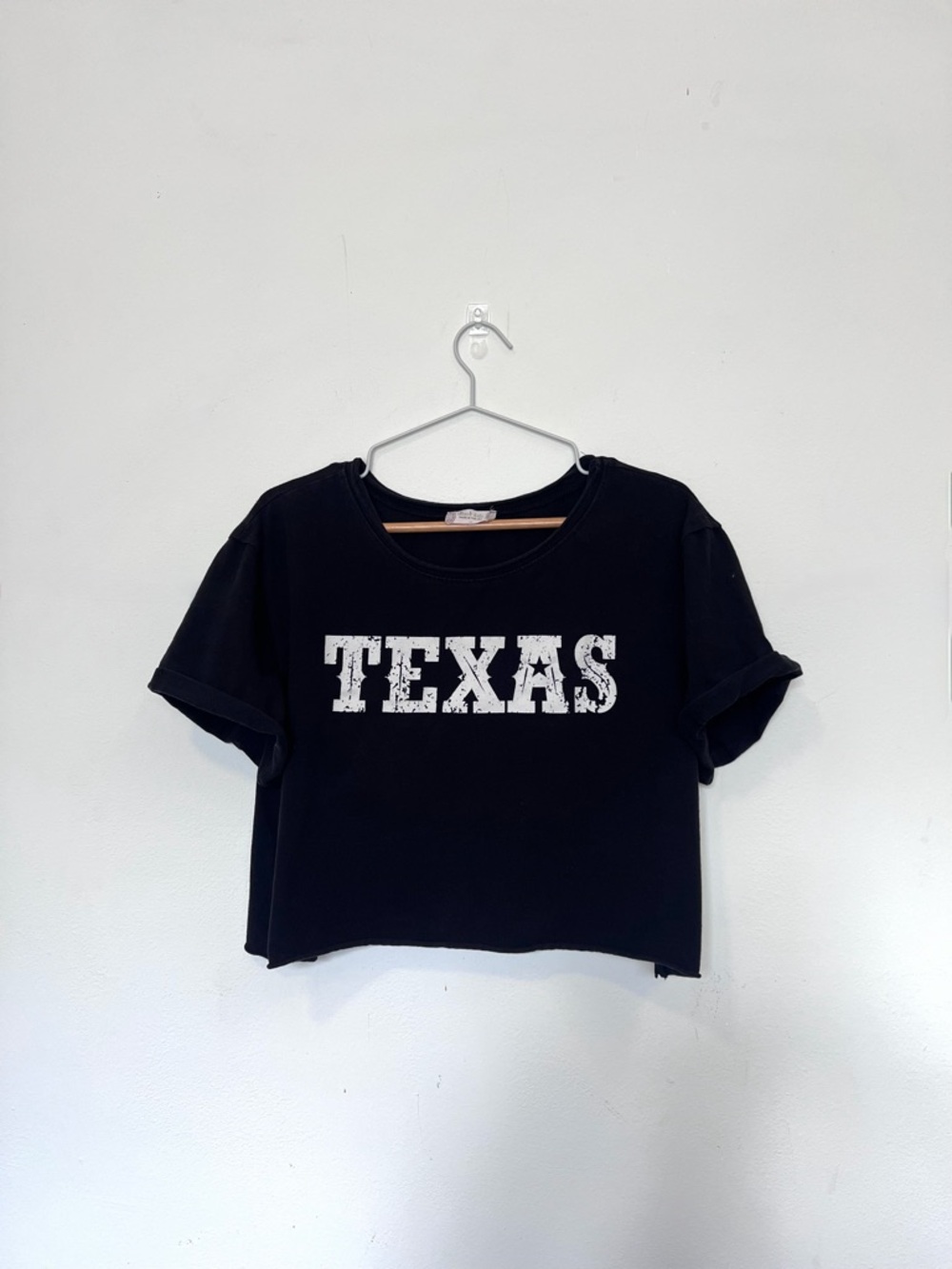 Texas Graphic Cropped Tee Black Made in USA Size M - Picture 7 of 7